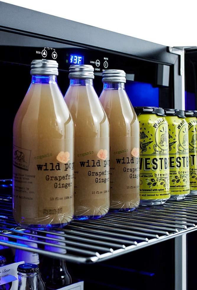 Summit Appliance SCR2466BCSS 24' Wide Built-In Beverage Cooler; 4.2 cu.ft. Capacity; Seamless Stainless Steel Trimmed Glass Door; Auto Defrost; Front Lock and Stainless Steel Cabinet