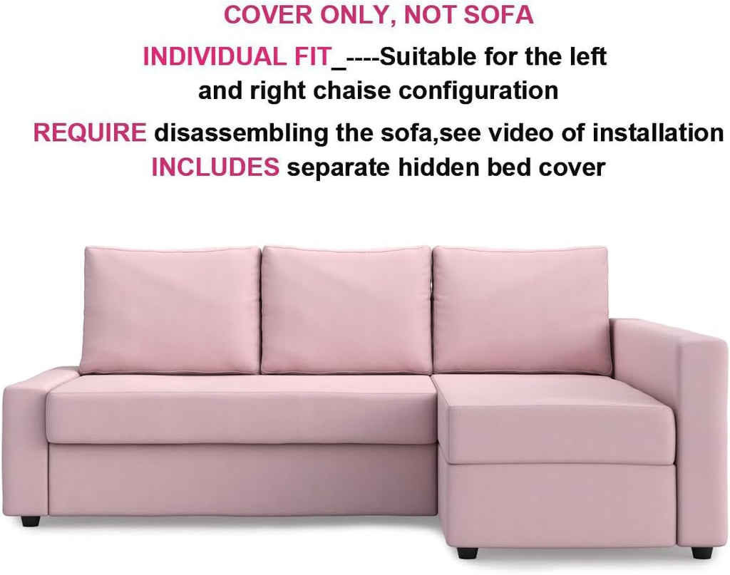 MASTERS OF COVERS Snug Fit Friheten Slipcover for The IKEA Friheten with Chaise Corner Cover, Sofa Bed Cover, Sectional Slipcover Replacement (Pink)（Cover Only！Not Sofa！）