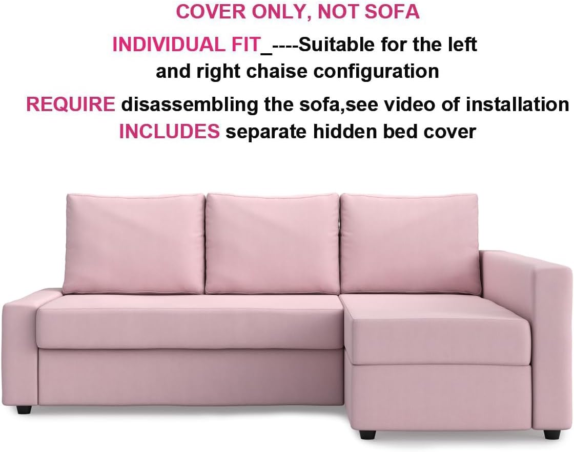 MASTERS OF COVERS Snug Fit Friheten Slipcover for The IKEA Friheten with Chaise Corner Cover, Sofa Bed Cover, Sectional Slipcover Replacement (Pink)（Cover Only！Not Sofa！）