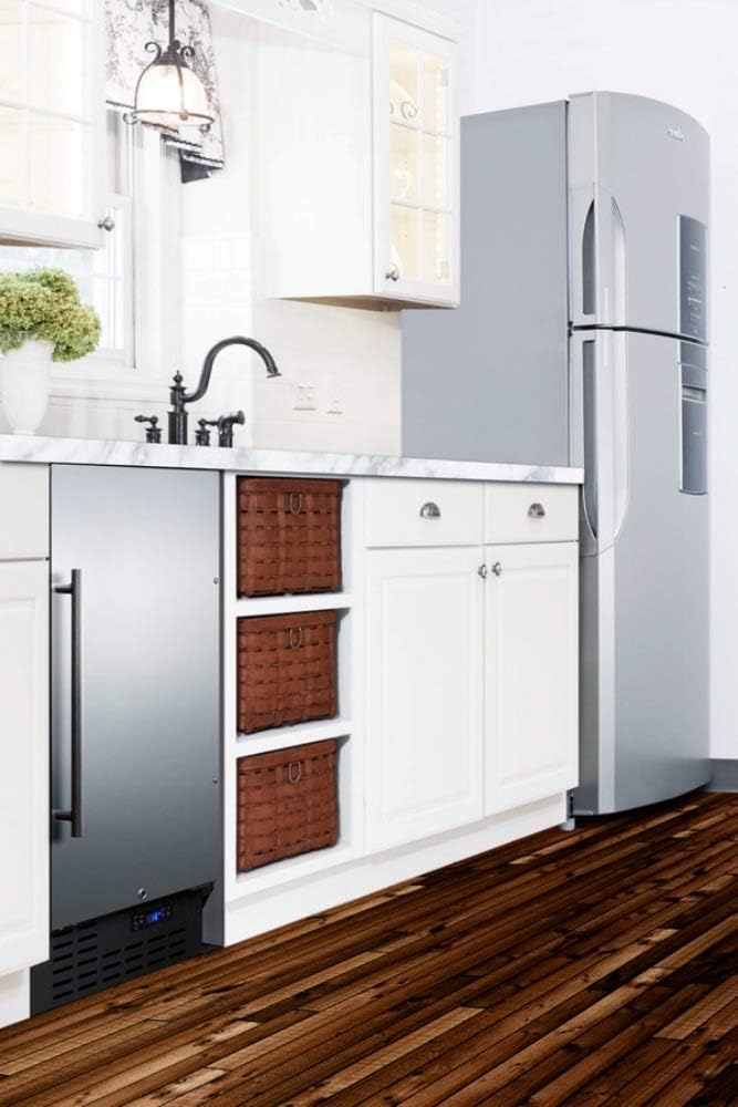 Summit Appliance FF1843BSSADA ADA Compliant 18' Wide Built-in Undercounter All-refrigerator with Stainless Steel Door, Black Cabinet, Digital Thermostat, Automatic Defrost and Front Lock