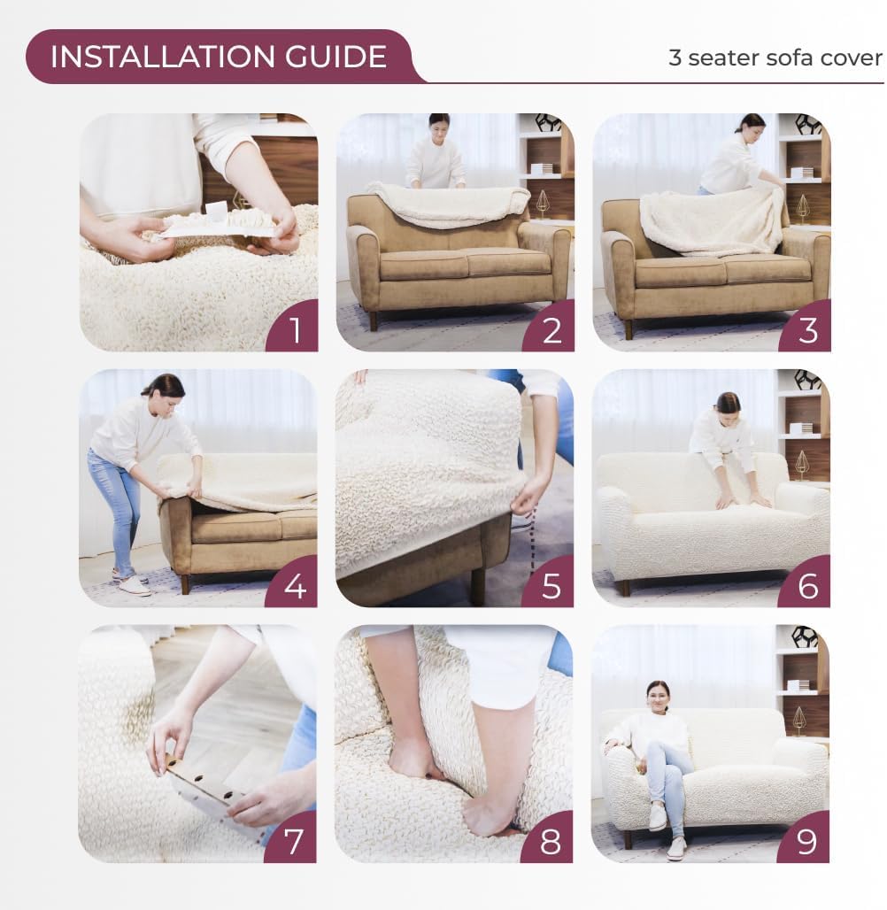 PAULATO BY GA.I.CO. Stretch Sofa Slipcover 1-Piece Elastic Couch Covers for 3-Seater & 4-Seater Sofa Loveseat Armchair Non-Slip Cover Machine Washable Protector – Blue (64'-85' Wide)