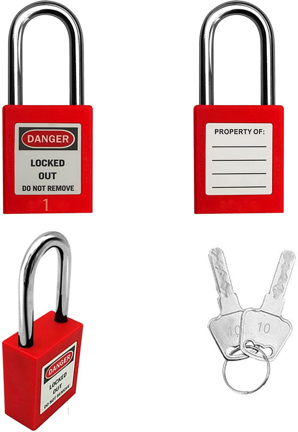 SAFBY 50 Keyed Different Lockout Tagout Locks with 50 Lock Out Tag Out Tags - Loto Safe Padlocks for Lock Out Tag Out Stations and Devices