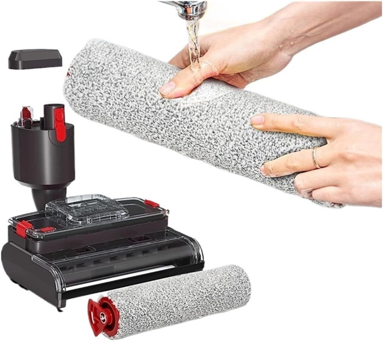 Electric Wet Dry Mopping Head，Compatible for Dyson，V15 V8 V7 V10 V11 Vacuum Cleaner, Automatic Cleaning Roller Brush for Hard Floor