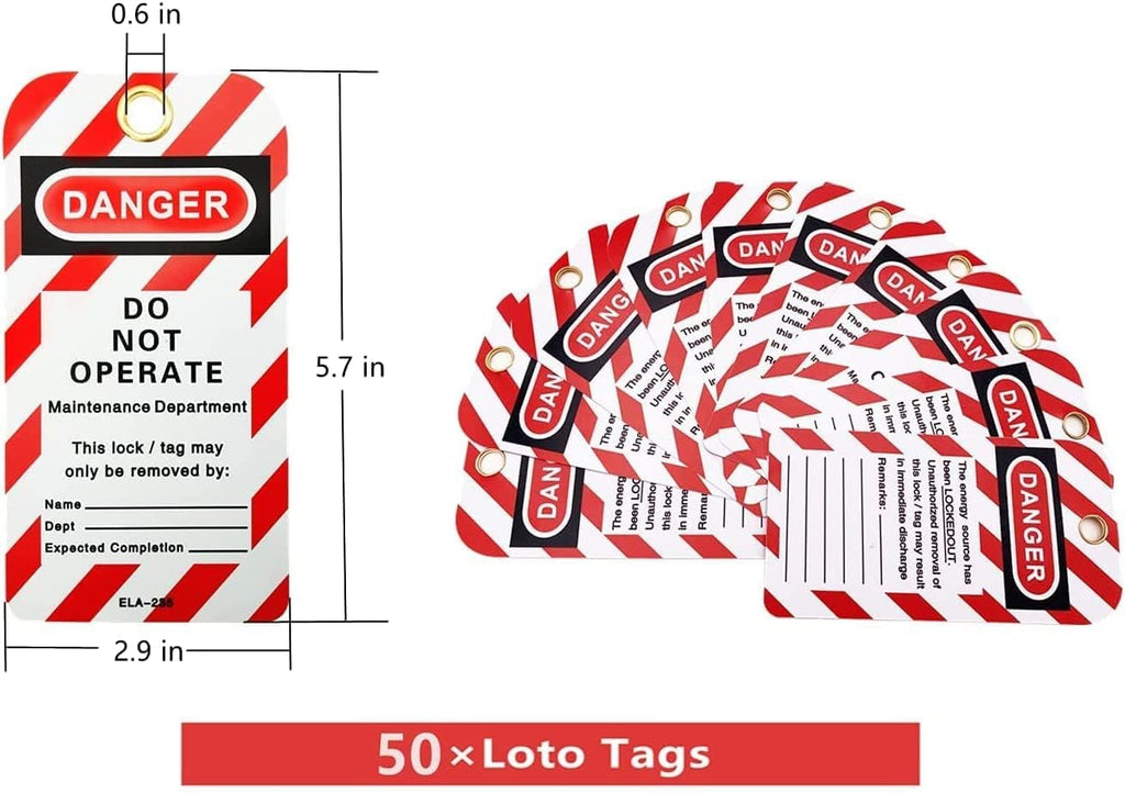 SAFBY 50 Keyed Different Lockout Tagout Locks with 50 Lock Out Tag Out Tags - Loto Safe Padlocks for Lock Out Tag Out Stations and Devices