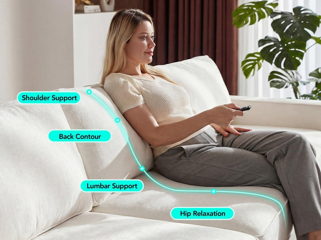 Vipbear 120' Oversized Modular Sectional Sofa, L Shaped Couch Set with 2 Pillows, 4 Seat Comfy Cloud Couches with Movable Ottoman for Living Room, Bedroom and Apartment, Chenille Beige