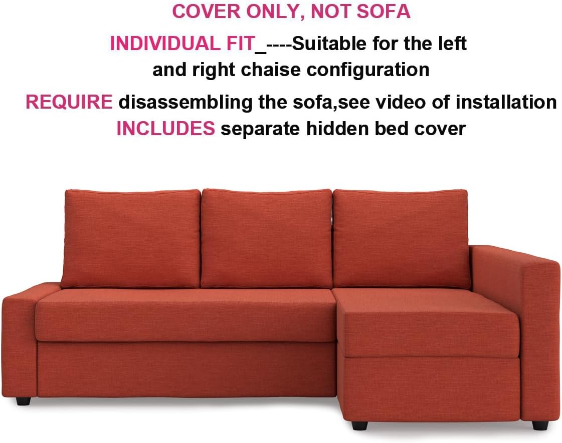 Snug Fit Friheten Slipcover for The IKEA Friheten with Chaise Corner Cover, Sofa Bed Cover, Sectional Slipcover Replacement (Orange)（Cover Only！Not Sofa！）