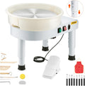VEVOR 14in/35cm Pottery Wheel for Adults, 0-6in Lift-Table 450W Professional Pottery Kit with Foot Pedal Detachable Basin DIY Art Clay Potter's Wheel for Kids Adults Beginners at Home Pottery, White