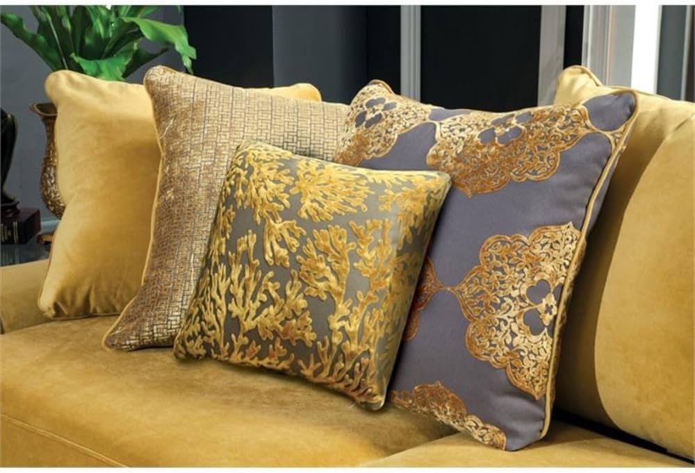 BOWERY HILL Traditional Velvet Upholstered Sofa, Gold Finish, Premium Velvet Fabric, Solid Wood Frame, 91' W x 40' D x 38' H, Includes Accent Pillows, Nailhead Trim, Comfortable Living Room Seating