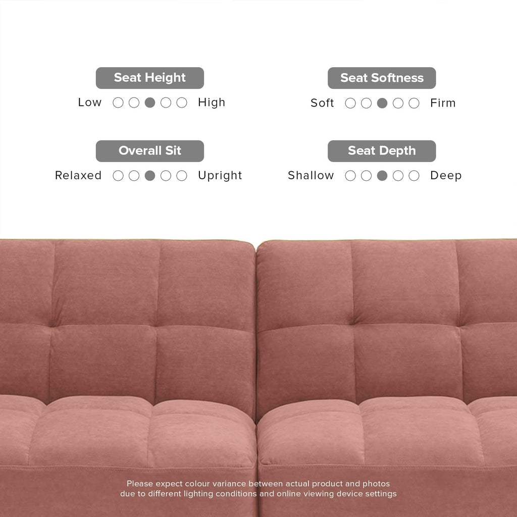 mopio Aaron 76.8' Couch, Small Futon Sofa Bed, Sleeper, Loveseat, Mid Century Modern Futon Couch, Sofa Cama, Couches for Living Room, Bedroom (Old Rosa, Velvet)