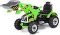 Costzon Ride on Excavator, 12V Battery Powered Construction Vehicles for Kids with Front Loader, Horn, Safety Belt, Treaded Wheels, Ride on Bulldozer Truck, Excavator Ride on Toy Gift for Boys Girls
