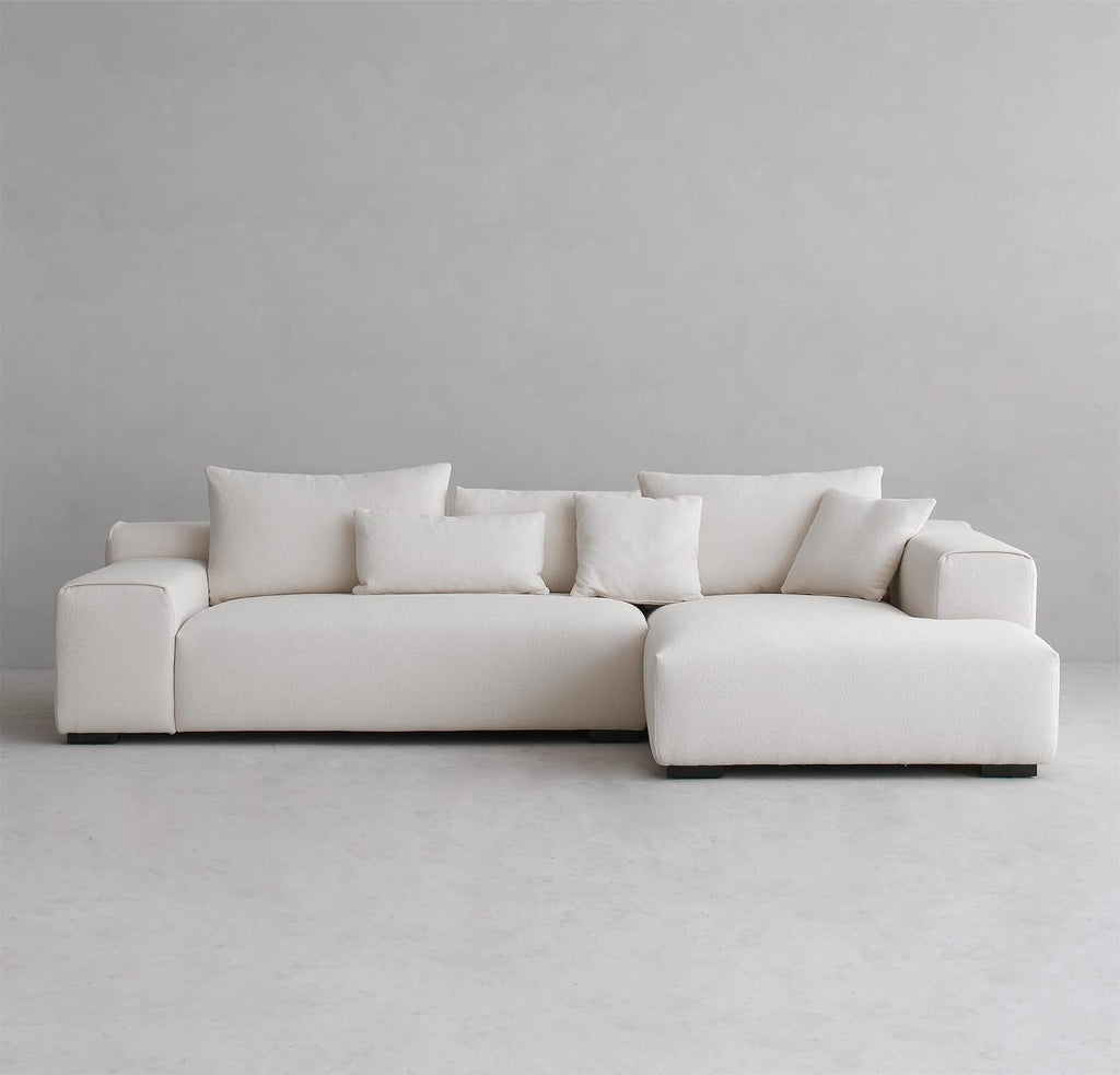 Acanva Modern Oversized Modular L Shaped Sectional Sofa Set for Living Room, Minimalist Style Comfy 4-Seat Corner Couch, Right Chaise, Wool-Like