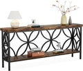 LITTLE TREE Sofa Table, 70.9 Inch Industrial Behind Couch Table with Storage Shelves, Narrow Long Console Table for Entryway, Living Room, Foyer, Hallway, Office