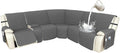 Arfntevss Recliner Sectional Couch Covers 1OO% Waterproof L Shape Sofa Cover for Reclining L Shaped Sectional Slipcover Dog Washable Corner Non Slip Protector (5 Seater with 1 Console, Deep Grey)