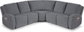 VANSOFY Extra Large Reclining Sectional Couch Covers, Washable 5-Piece Sofa Covers for L Shape Sectional Sofa Corner Seater, Thick, Soft Sofa Slipcovers (5 Seat Recliner Cover, Dark Gray)