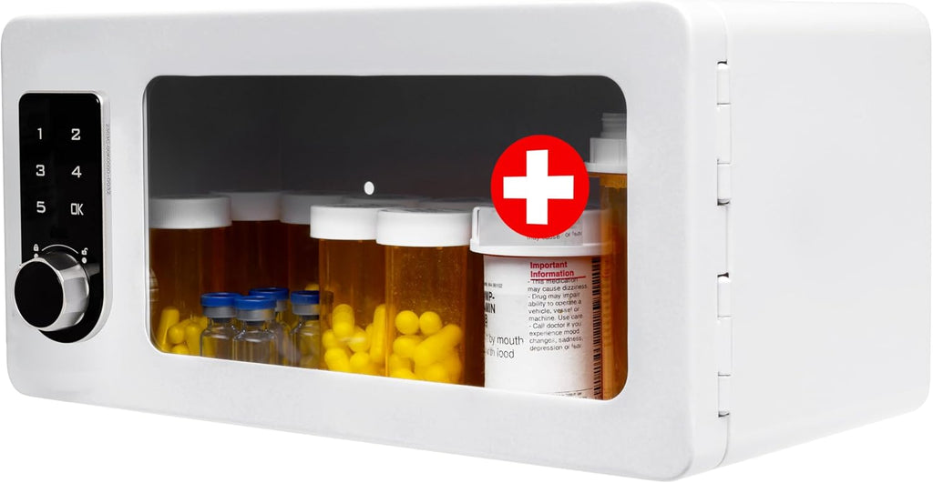 Medication Lock Box with Digital Keypad – Secure Storage Cabinet for Prescription Drugs, Insulin, Narcotics – Wall Mount or Refrigerator Safe – Touch Code Lock