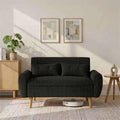 Shintenchi 48'' Loveseat Sofa, Mid-Century Modern Upholstered Couch Deep Seat with 2 Pillows, 10' Thick Cushion with Spring, Solid Wood Frame Small Couch for Living Room, Dorms & Office, Black