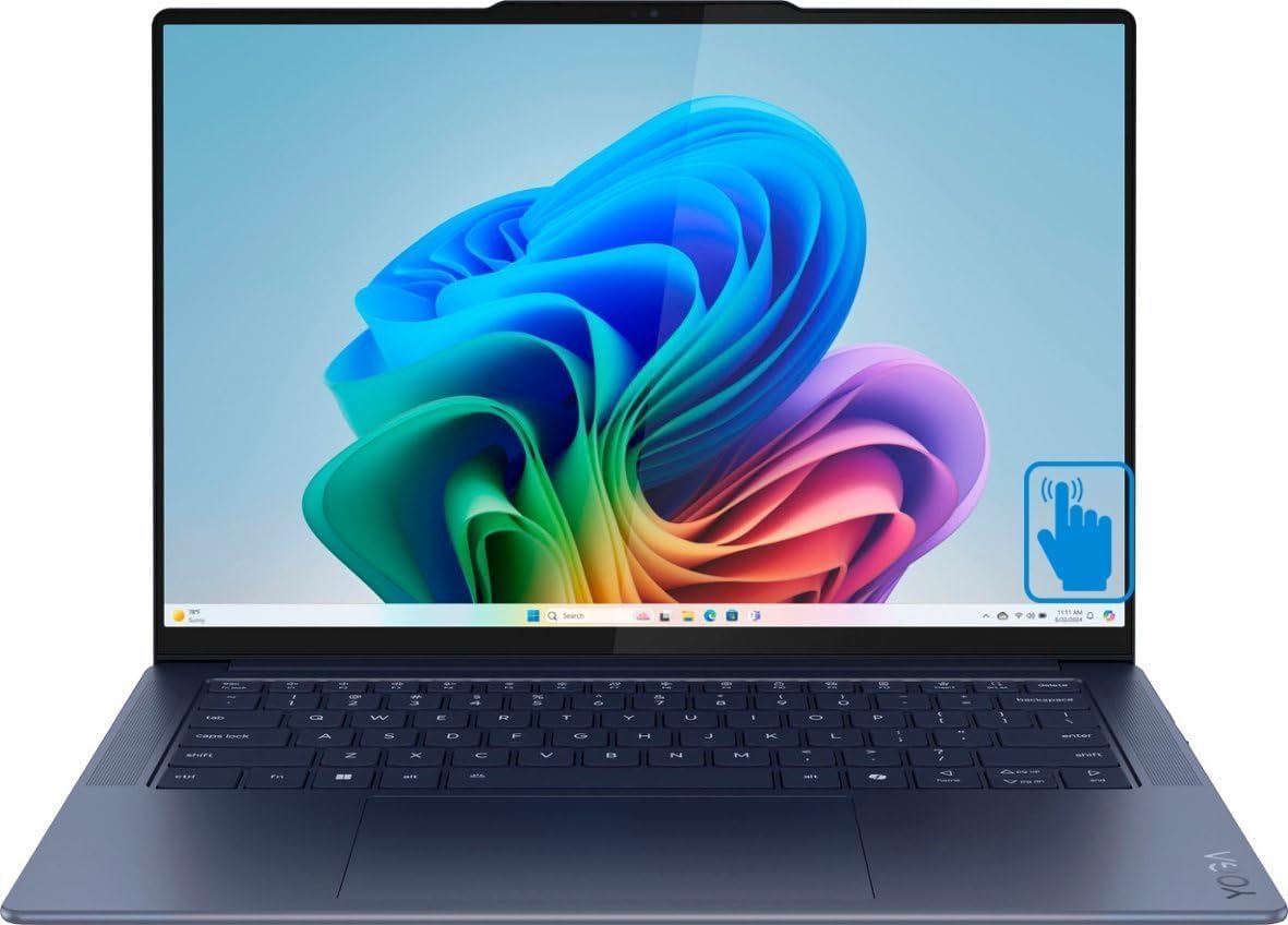 Lenovo Yoga Slim 7X Laptop with Snapdragon X Elite X1E-78-100 Processor, 14.5' 3K Touchscreen OLED 1000 Nits Display, 16GB RAM, 1TB SSD, 1080P FHD IR Hybrid Cam, and Windows 11 Home 64 ARM