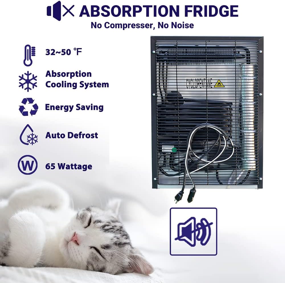 1.7 Cu.Ft Compact Refrigerator, 120V/12V Mini Fridge with Lock & Key, Reversible Door, Quiet Absorption Refrigerator for Truck, RV, Camper, Dorm & Office