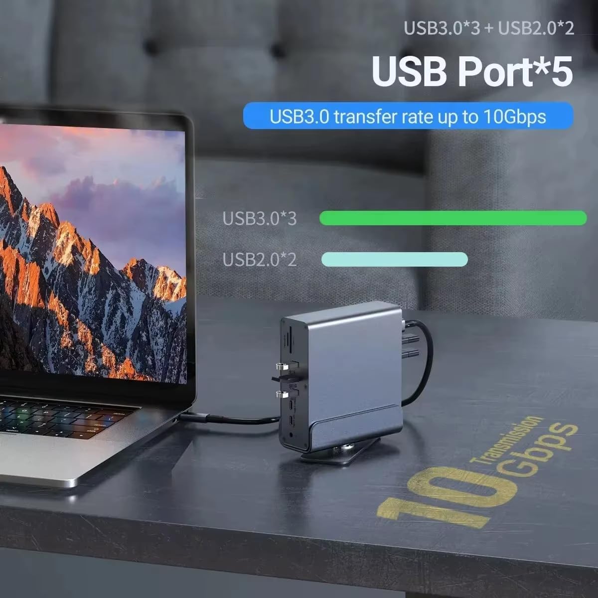 Docking Station for Asus TUF Gaming A17 A18 A15 A16 A14 F15 F17 Dash 15 F15 Gaming Laptop,15-in-1 USB C with 360 ° Rotating Base, 2 * 4K HDMI and 1*DP, 10Gbps USB Port Transfer, RJ45, Audio, SD/TF