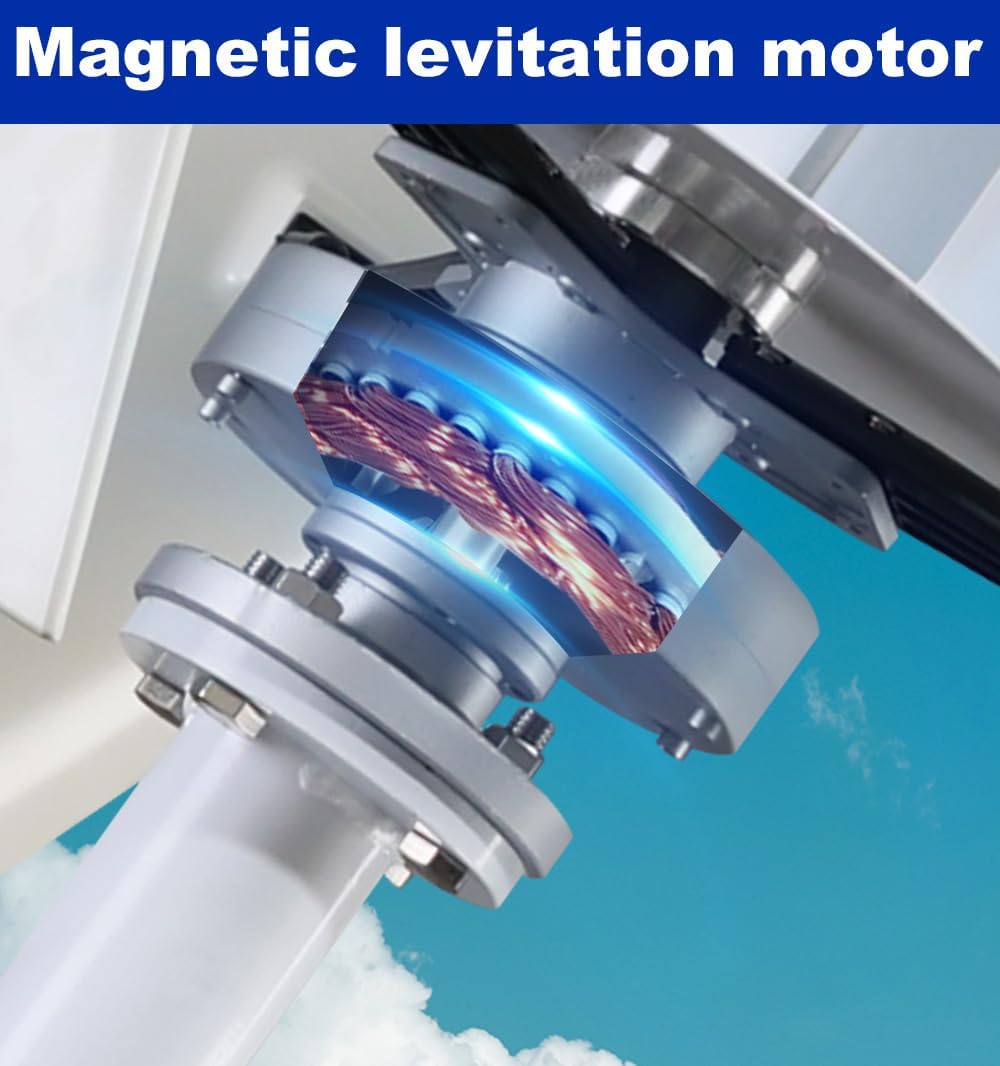 Wind Turbine Generator Kit, 1000W-6000W 12V/24V/48V 3 Blade with Charge Controller Portable Vertical Wind Power Turbine Generator Kit