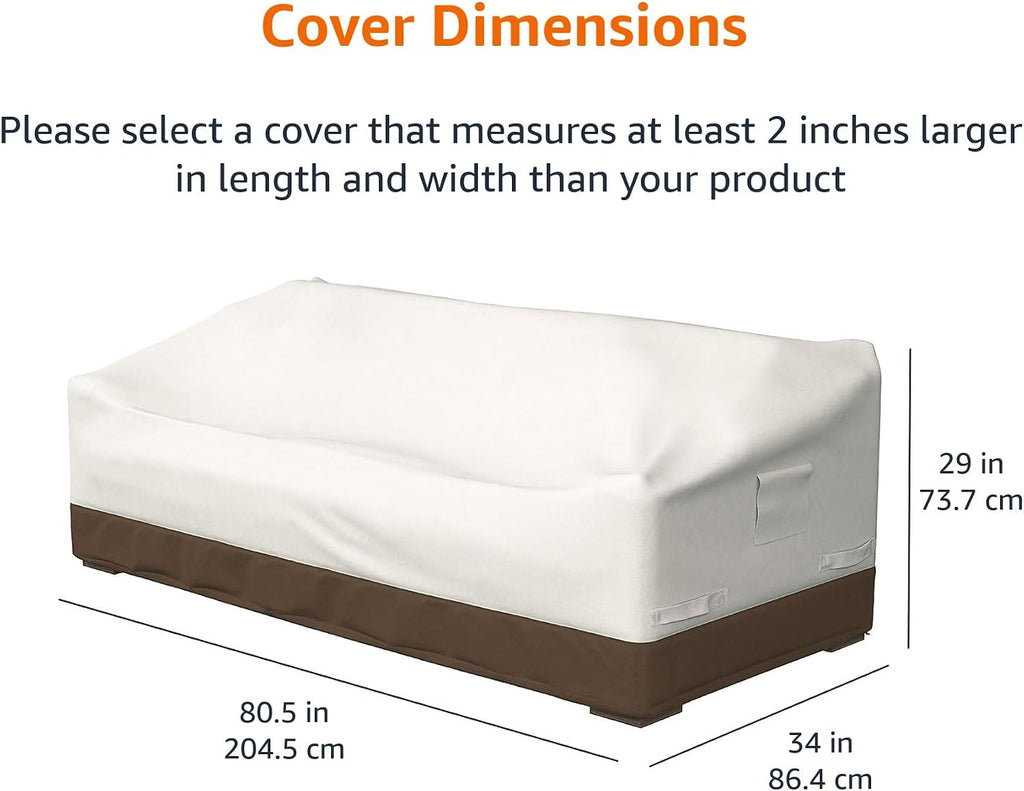 Amazon Basics 3-Seater Outdoor Patio Furniture Couch Sofa Cover Waterproof, Anti-UV, Durable, Beige/Tan (Pack of 4)