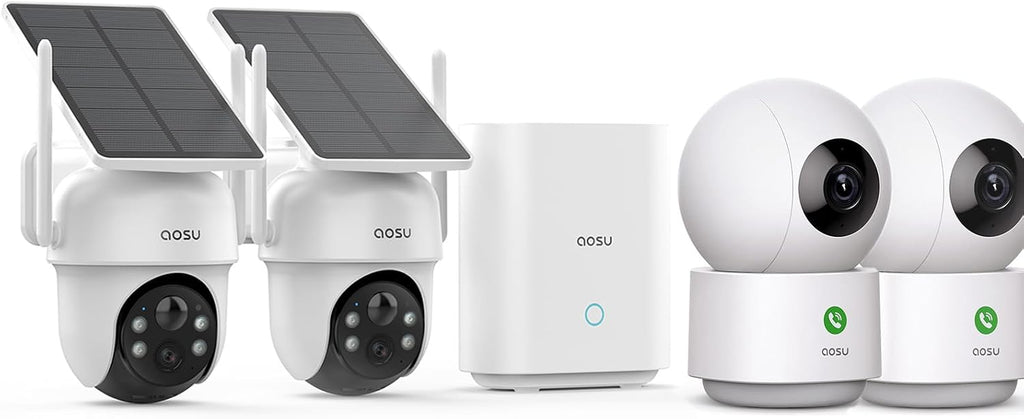 AOSU 2K Security Camera Indoor, Baby Monitor Pet Camera 2 Pack Security Cameras Outdoor Wireless, 2 Cam-Kit, No Subscription,