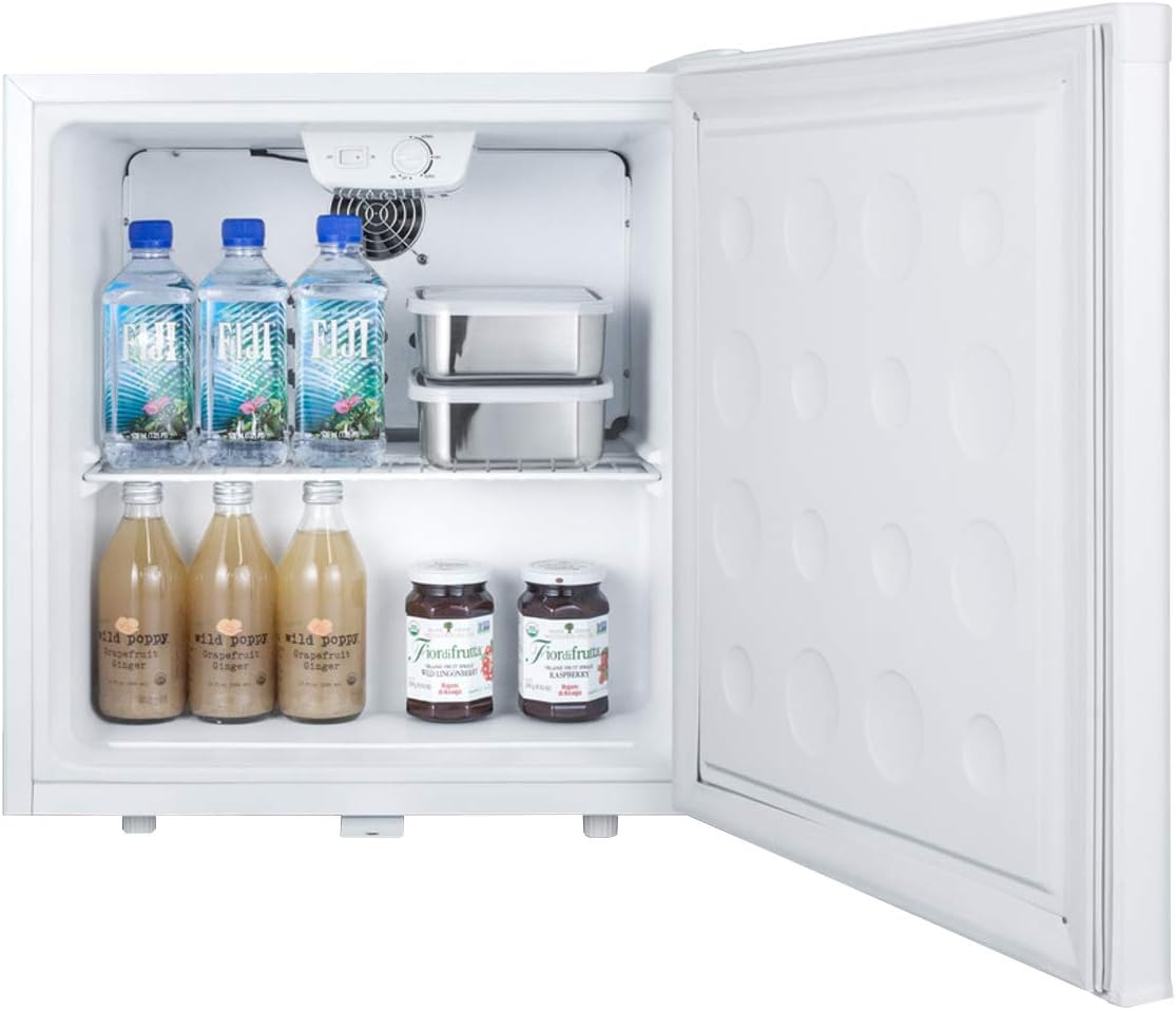 Summit Appliance FFAR23L Accucold 19' Wide Compact All-Refrigerator; Automatic Defrost; Factory-installed Lock; Internal Fan Cooling; 1.7 cu.ft Capacity; LED Lighting; Adjustable Thermostat; White