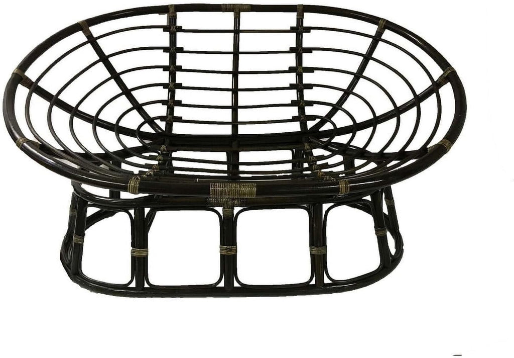Maykoosh Rattan Double Papasan Chair with Twill Cushion - Bohemian Style Seating Frame Only