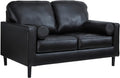 Signature Design by Ashley Bryceview Mid-Century Leather Match Tufted Loveseat with 2 Bolster Pillows, Black