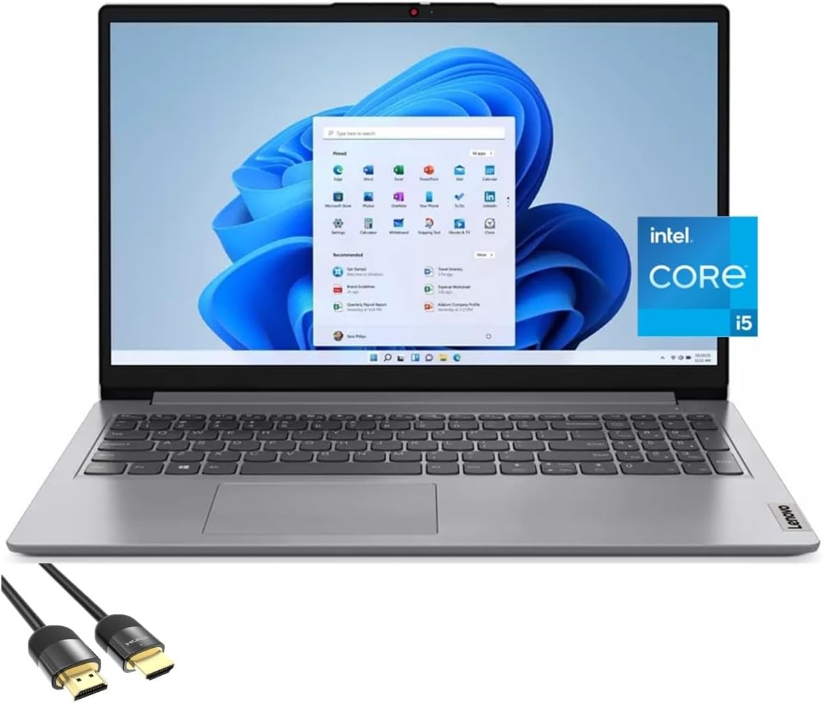 Lenovo IdeaPad 15.6' FHD Slim and Light Laptop, 12th Gen Intel 10-Core i5-1235U, 16GB RAM, 1TB PCIe SSD, USB-C, HDMI, WiFi 6, KeyPad, Webcam, SD Card Reader, PDG HDMI Cable, Cloud Grey, Win 11