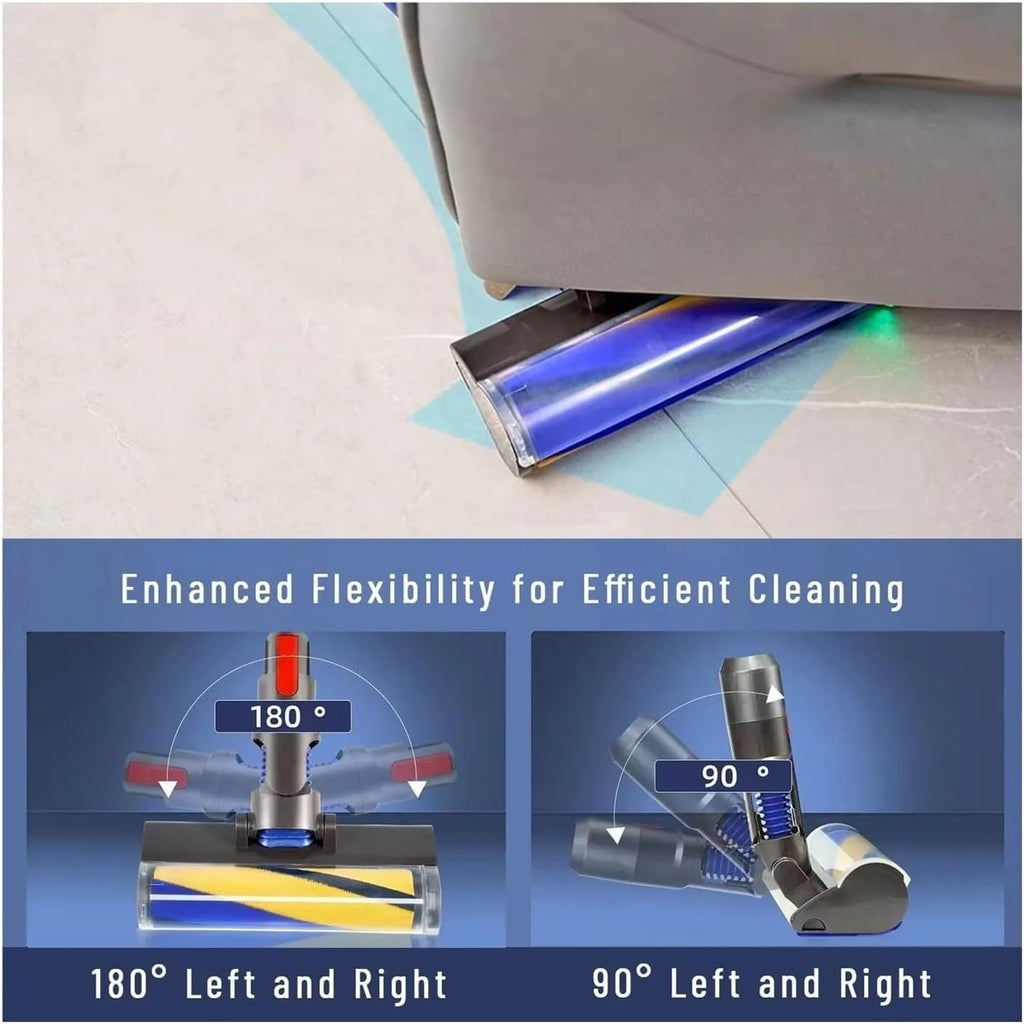 Vacuum Head ，Compatible for Dyson， V15 V11 V10 V8 V7 ，Hardwood Floor Soft Roller Brush Dust Detect Replacement Green Light