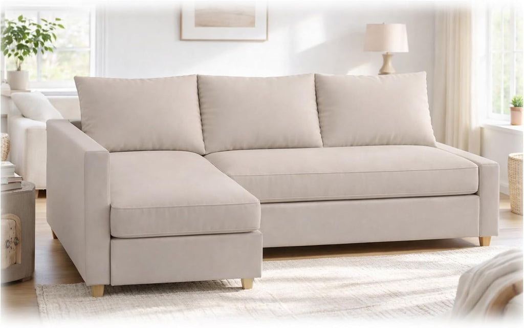 Durable Polyester Flax Friheten Sleeper Sofa Cover Replacement is Compatible with IKEA Friheten Sofa Bed, Or Corner, Or Sectional Slipcover. Sofa Cover Only (Light Beige Right Chaise)