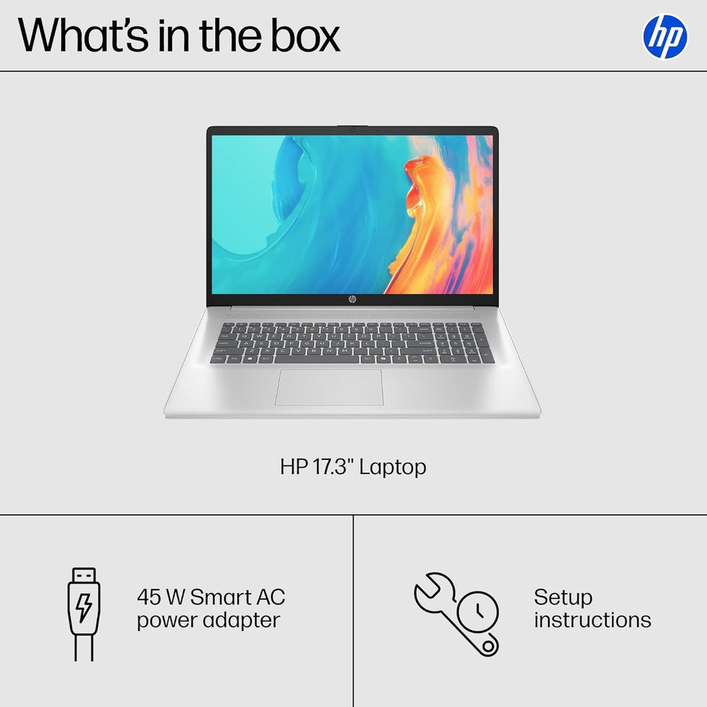 HP 17.3 Inch FHD Business Laptop with Office 365 for The Web, AMD 7000 Series Ryzen Processor (Beats Intel i7-1355U), Copilot AI, 32GB RAM, 2TB SSD, HDMI, Wi-Fi 6, Windows 11, WOWPC USB, No Mouse