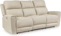 Signature Design by Ashley Dahlmoore Modern Leather Match Power Reclining Sofa with USB Ports, Beige
