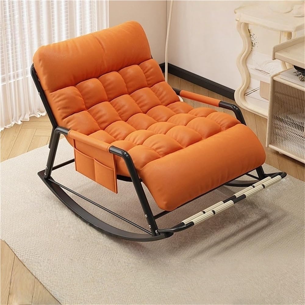 Indoor Outdoor Patio Rocking with Cushion, ChairsOversized Modern Rocker Chairs, Double Papasan Chair, Ergonomic Lounge for Living Room, Bedroom, Patio, Garden (Orange, Oversized)