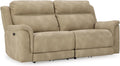 Signature Design by Ashley Next-Gen DuraPella Power Reclining Sofa with Adjustable Headrest, USB, Extended Ottoman, Faux Leather, 80' W x 42' D x 42' H, Beige Sand