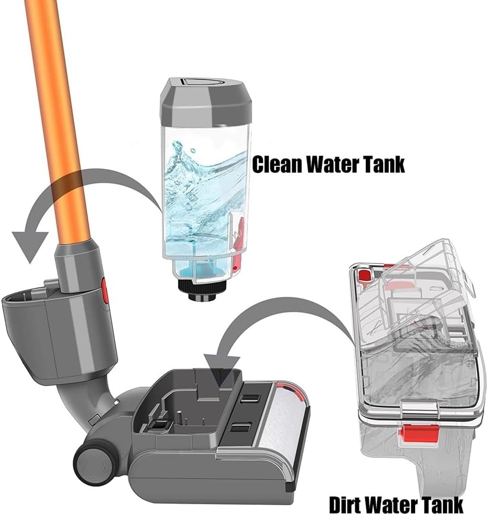 Vacuum Cleaner Broom Head Wet and Dry Accessories, Compatible for Dyson, V15 V11 V10 V8 V7 Cleaning Brush, Cleaning Tank, Wastewater Tank
