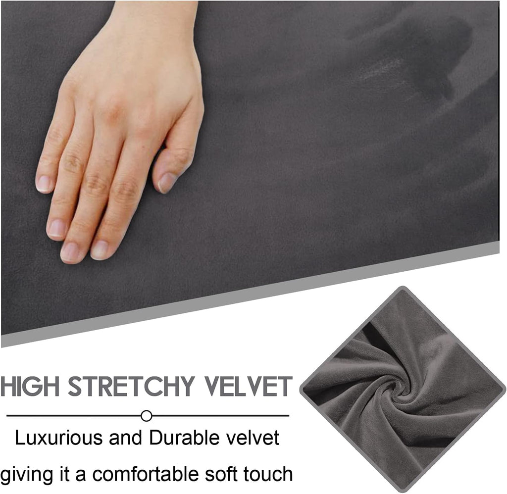 ULTICOR 7-Piece Sectional Sofa Covers, Velvet Stretch Reclining Couch Covers for Reclining L Shape Sofa, Thick, Soft, Washable (Dark Grey, 5 Seat Recliner Cover)