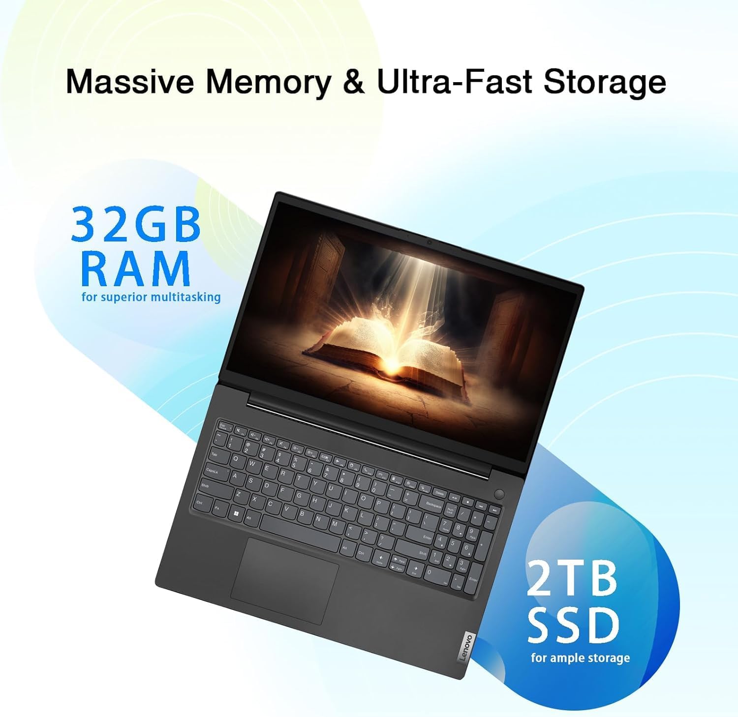 Lenovo V15 Laptop | 32GB RAM | 2TB SSD | Intel 4-core Processor | 15.6' FHD (1920 x 1080) | Ethernet RJ-45 | Military Durability | Long Battery Life | Lightweight Portable Design | Windows 11 Pro