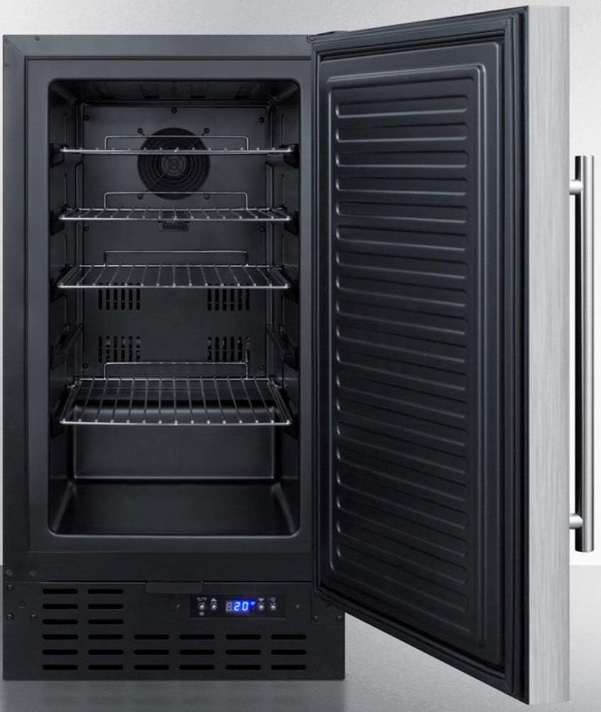 Summit Appliance FF1843BSSADA ADA Compliant 18' Wide Built-in Undercounter All-refrigerator with Stainless Steel Door, Black Cabinet, Digital Thermostat, Automatic Defrost and Front Lock