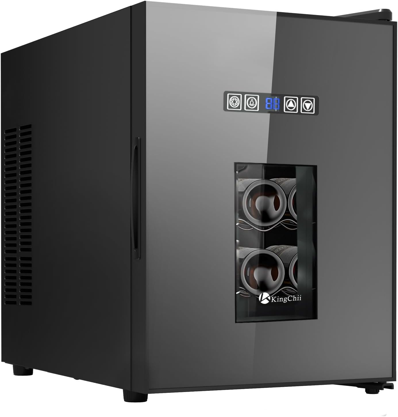 KingChii 16 Bottle Wine Cooler, Freestanding Wine Fridge with Glass Door, Adjustable Shelves & Digital Temperature Display Wine Refrigerator for Red, White, Champagne - Perfect for Home, Kitchen, Bar
