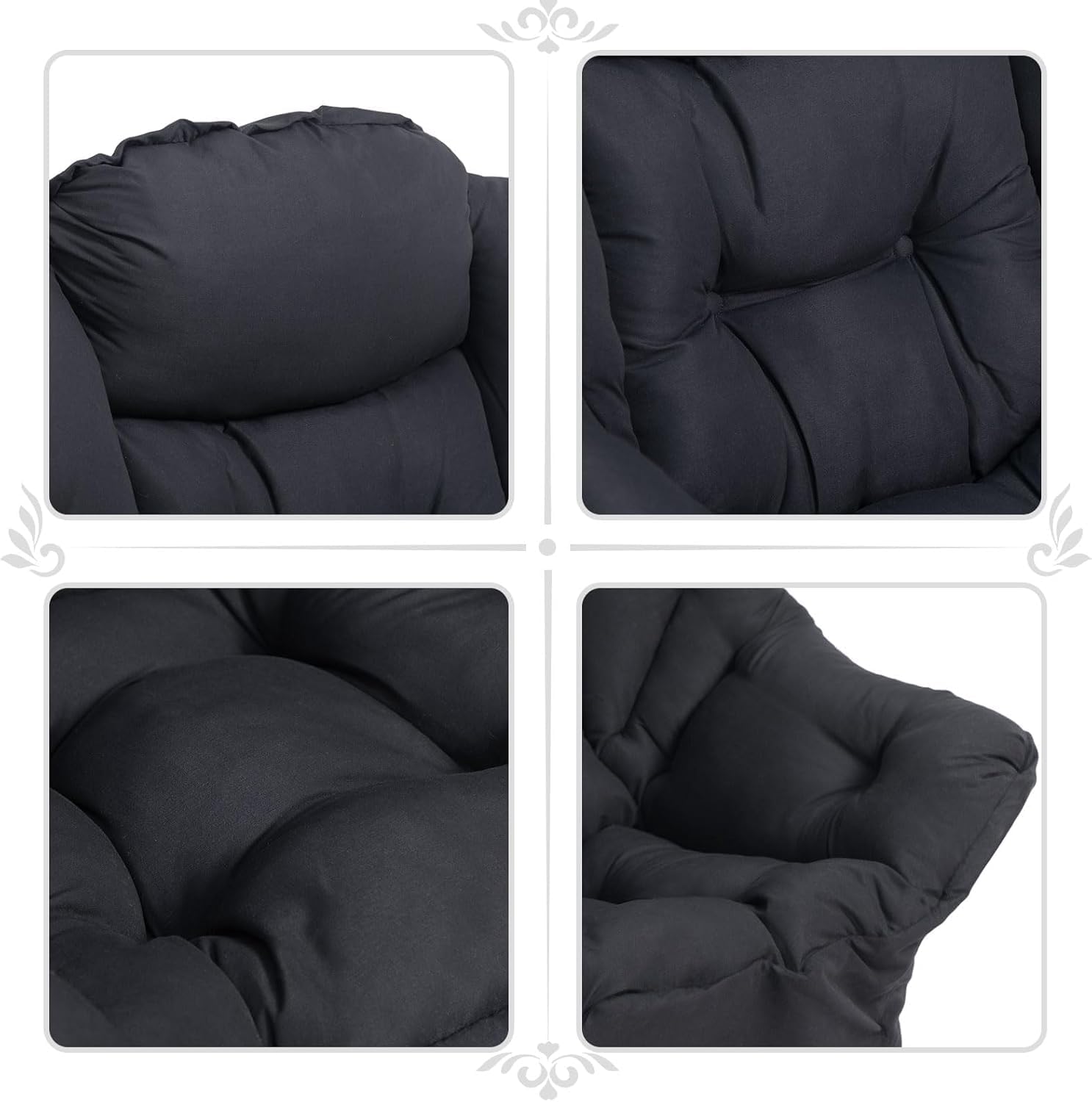 HollyHOME Lazy Chair with Armrest and Side Pocket, Comfy Accent Lounge Chair,Leisure Sofa Armchair for Living Room, Bedroom, Dorm, or Small Spaces, Oversized Reading Sofa Chair,Black