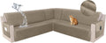 HDCAXKJ Waterproof Corner Sectional Couch Cover Velvet L Shape Sofa Covers for Pets Dogs Soft Heavy Duty U Shaped Sofa Slipcovers Sets for Sectional Non Slip Furniture Protector (Camel, XX-Large)