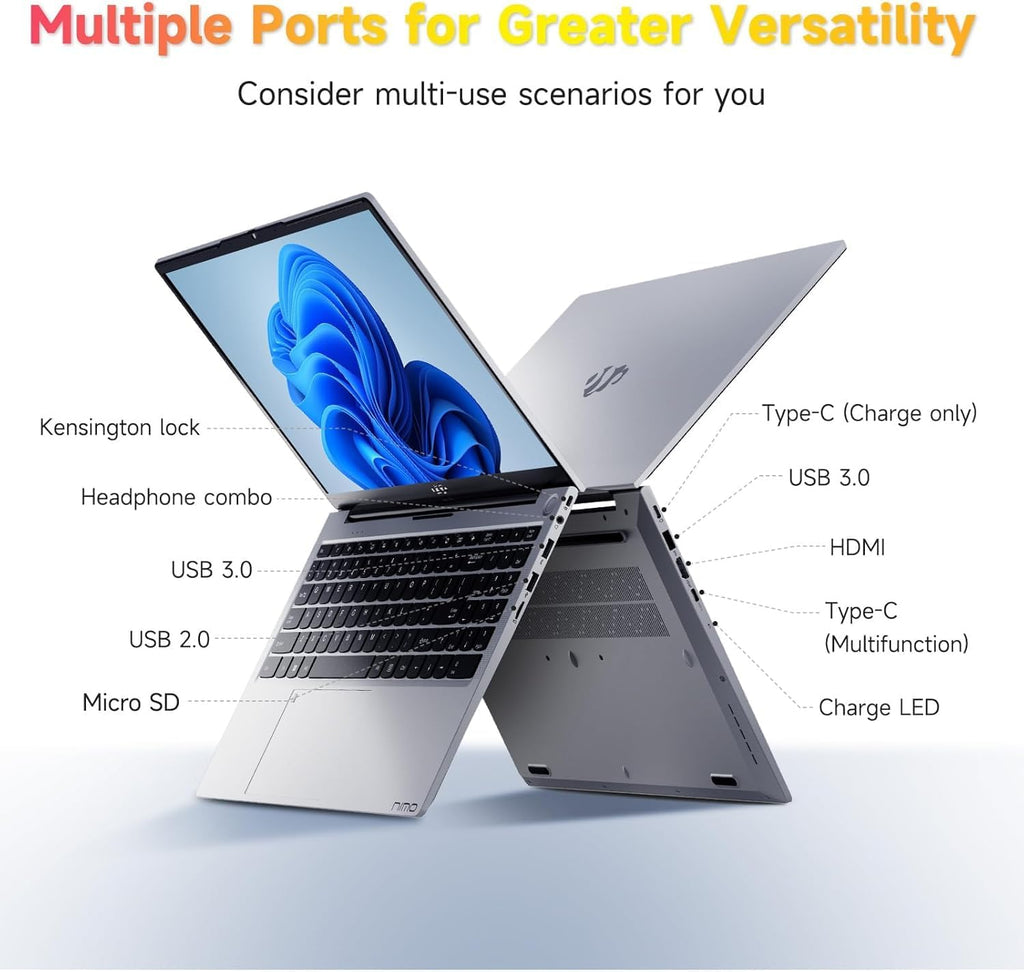 NIMO 15.6' FHD IPS Student-Laptop-Computer - Intel Core i3-1215U(Beat i5-1135G7, 6 Cores Up to 4.4GHz), 16GB RAM 1TB SSD, 65W Type-C Charger, 2 Years Warranty, Fingerprint, Backlit Keyboard, Wi-Fi 6