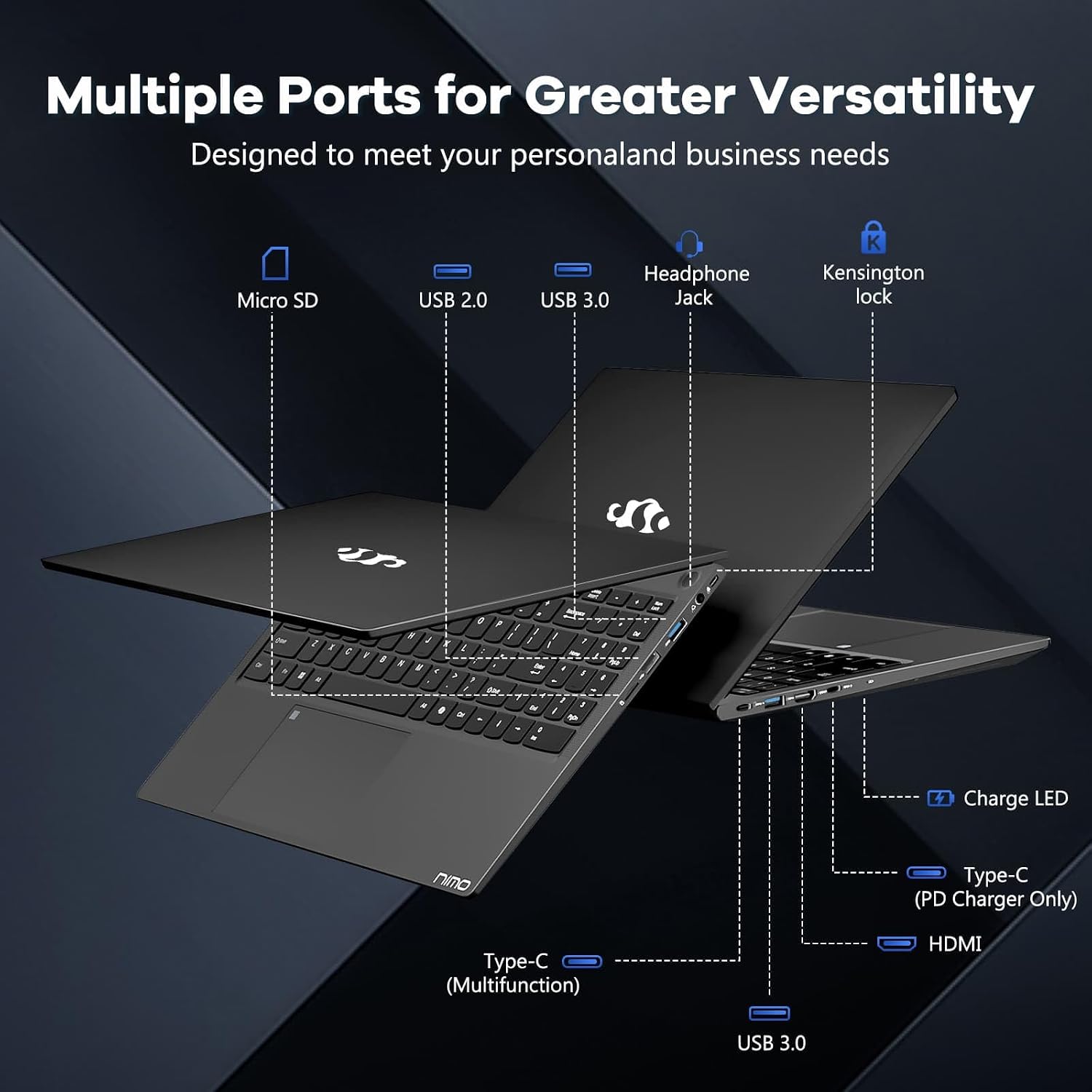NIMO 15.6 Inch Laptop, i5-12450H 8-Core H-Series Processor (Beats i7-11800H), 16GB RAM 1TB SSD, Backlit Keyboard, Fingerprint Reader, 100W USB-C Fast Charging, WiFi 6, FHD IPS Display