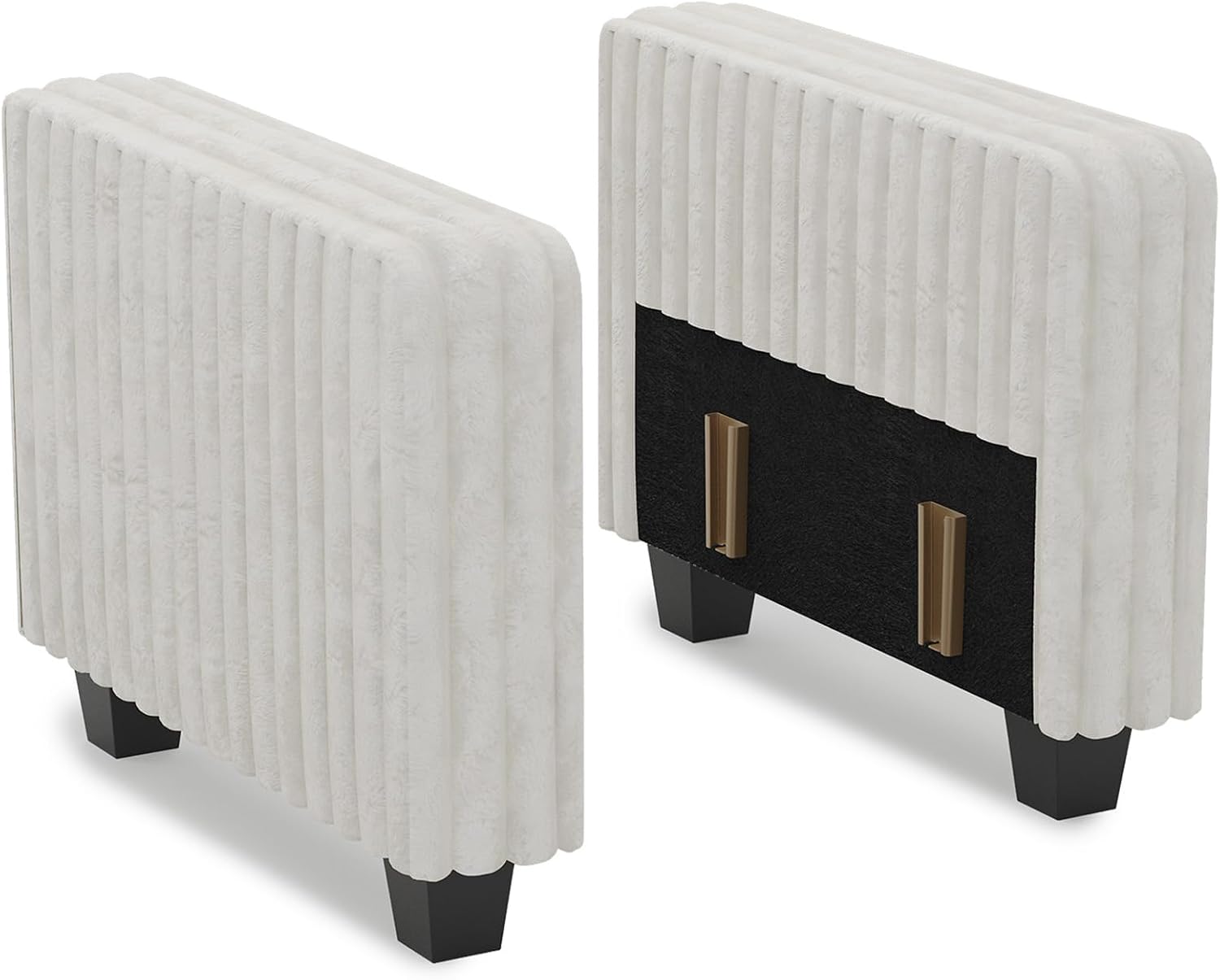 Belffin Plush Corduroy Modular Sectional Sofa Armrest Part Module for Sectional Sleeper Sofa with Pull Out Bed (Set of 2) Beige Couch