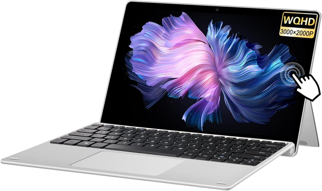 VGKE 2-in-1 Touch Screen Laptop, 12.3' 3K IPS Tablet PC with Magnetic Keyboard, Celeron J4125, Up to 2.7Ghz, 8GB RAM, 256GB SSD, USB Type-C, Webcam, Silver