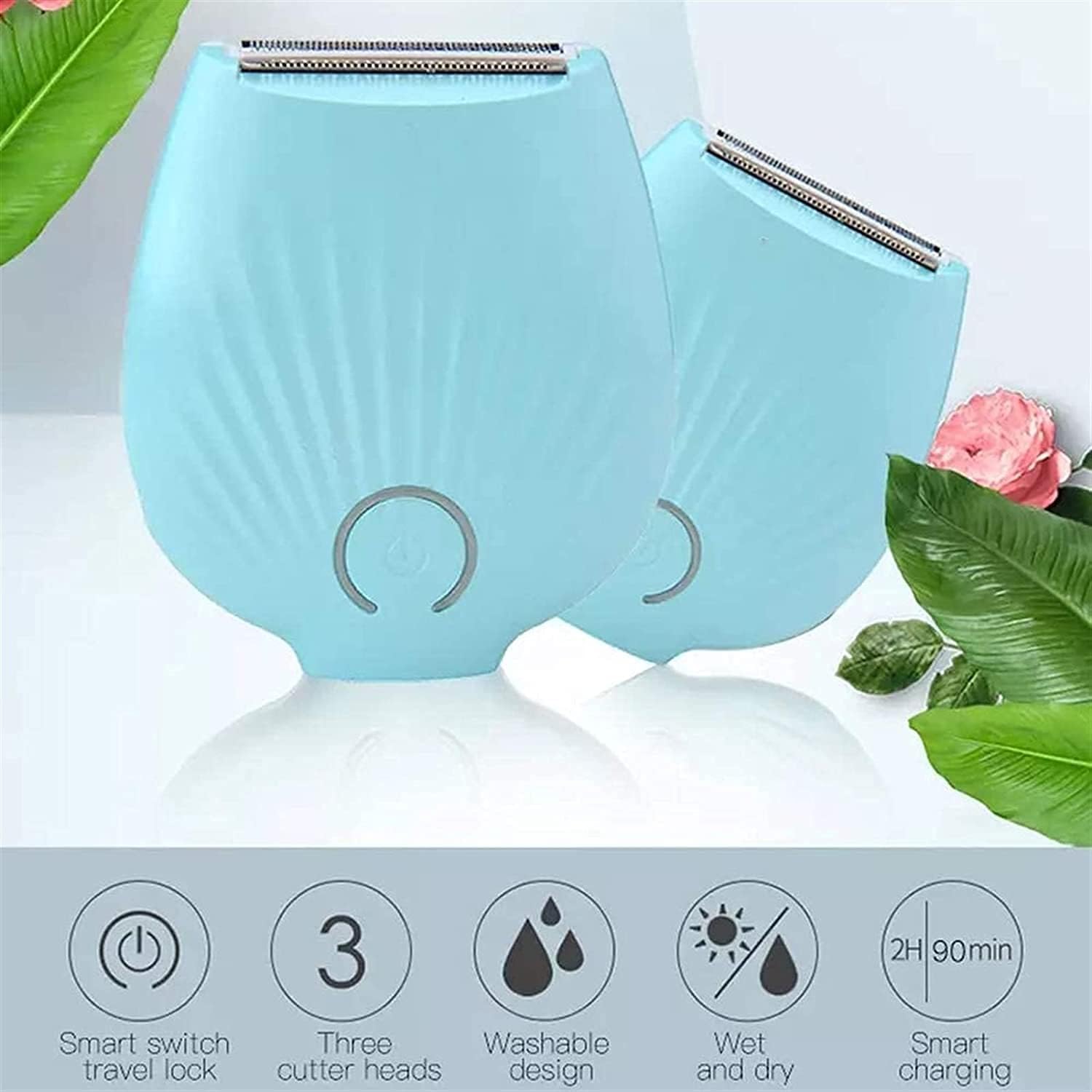 Epilator for Women,Electric Hair Removal for Face Leg Armpit Arm Bikini Line Body,Wet & Dry, Cordless,USB Rechargeable (Color : Blue)
