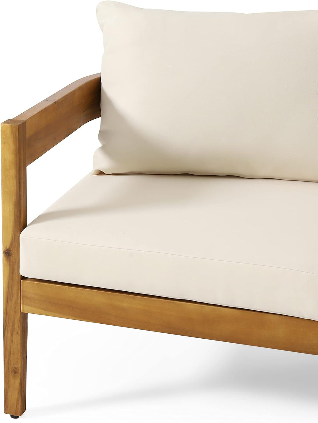 Brooklyn Outdoor 3 Seater Sofa with Cushions - Acacia Wood - Teak/Beige