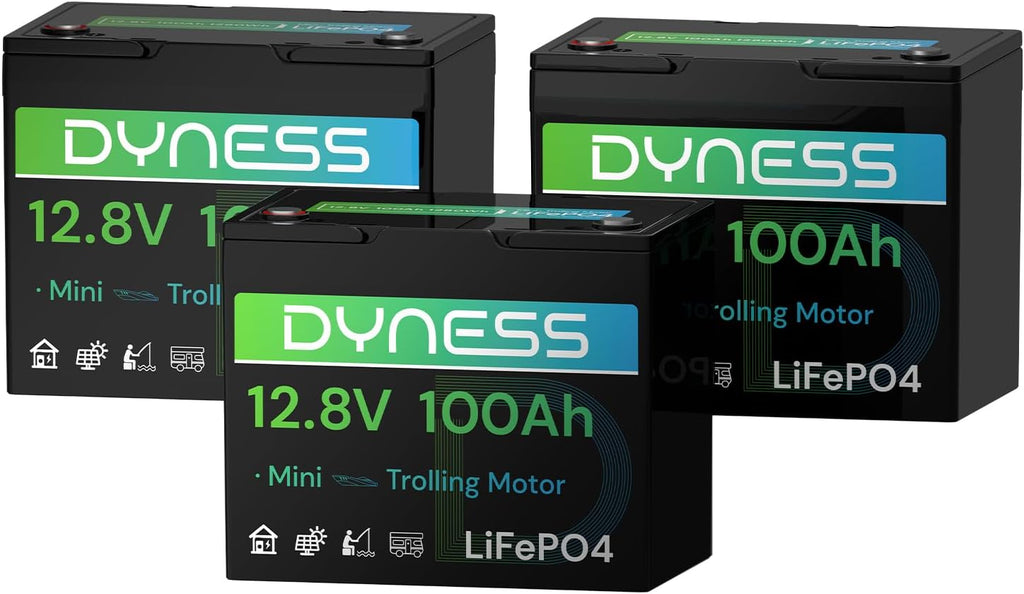 12V 100Ah LiFePO4 Battery Mini TM (3 Pack), BCI Group 24, 12V 100Ah Lithium Battery with Low-Temp Protection Built-in 100A BMS, 12.8V Deep Cycles Battery, Perfect for Trolling Motor, RVs, Boat, Marine
